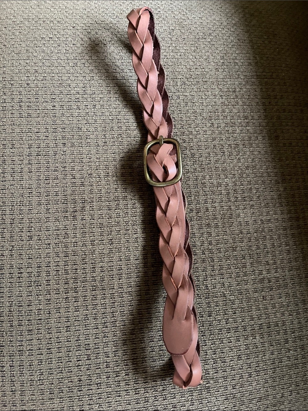 GAP Braided Brown Leather Belt with Antique Gold Buckle